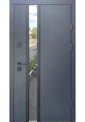 Вхідні двері Qdoors Стріт Норд метал антрацит 7021/МДФ біле дерево