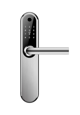 Умный дверной биометрический замок SEVEN lock SL-7768BF silver (врезная часть 6068R)