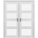 Межкомнатная дверь Rodos Modern Quadro каштан белый двустворчатая стекло