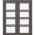 Межкомнатная дверь Rodos Modern Quadro дуб шале графит двустворчатая стекло