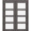 Межкомнатная дверь Rodos Modern Quadro дуб шале графит двустворчатая стекло