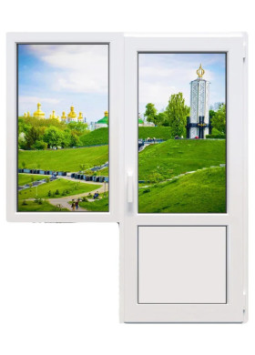 Балконный блок Glasso 5S с глухим окном и поворотно-откидной дверью 1500 x 2100 мм