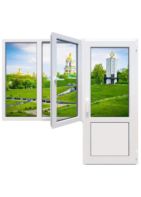 Балконный блок Glasso 5S с двустворчатым окном и поворотно-откидной створкой 2100 x 2000 мм
