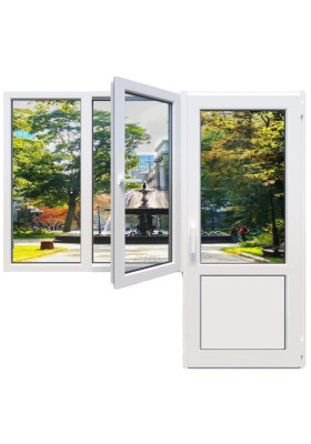 Балконный блок Glasso 7S с двустворчатым окном и поворотно-откидной створкой 2100 x 2000 мм
