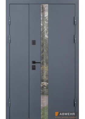 Вхідні двері Abwehr Defender модель 506 Nordi Glass 1200 RAL 7021T/білий мат