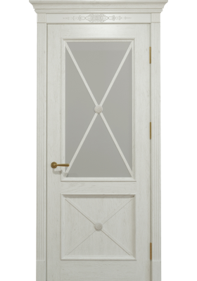 Межкомнатная дверь Status Doors Royal Cross Петергоф дуб слоновая кость со стеклом