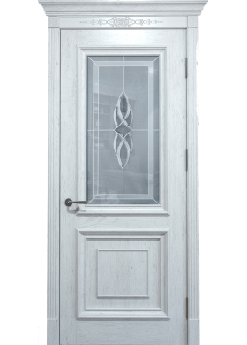 Межкомнатная дверь Status Doors Людовик дуб белоснежный со стеклом