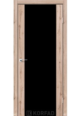 Купить Межкомнатные двери, Экошпон двери - Межкомнатная дверь Korfad SR-01 дуб тобакко черное стекло триплекс 8 мм в Одессе Межкомнатная дверь Korfad SR-01 дуб тобакко черное стекло триплекс 8 мм