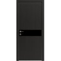 Межкомнатная дверь Rodos Modern Flat-02 венге шоколадный вставка стекло черное
