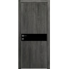 Межкомнатная дверь Rodos Modern Flat-02 дуб шале графит вставка стекло черное