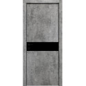 Міжкімнатні двері Rodos Modern Flat-02 сірий мармур вставка скло чорне