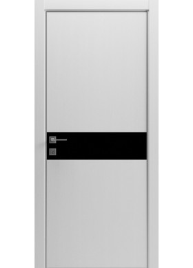 Межкомнатная дверь Rodos Modern Flat-02 каштан белый вставка черное стекло