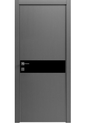 Купить Межкомнатные двери, ПВХ двери - Межкомнатная дверь Rodos Modern Flat-02 сосна браш браун вставка черное стекло в Одессе Межкомнатная дверь Rodos Modern Flat-02 сосна браш браун вставка черное стекло