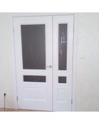 Вена белый ясень со стеклом двустворчатая